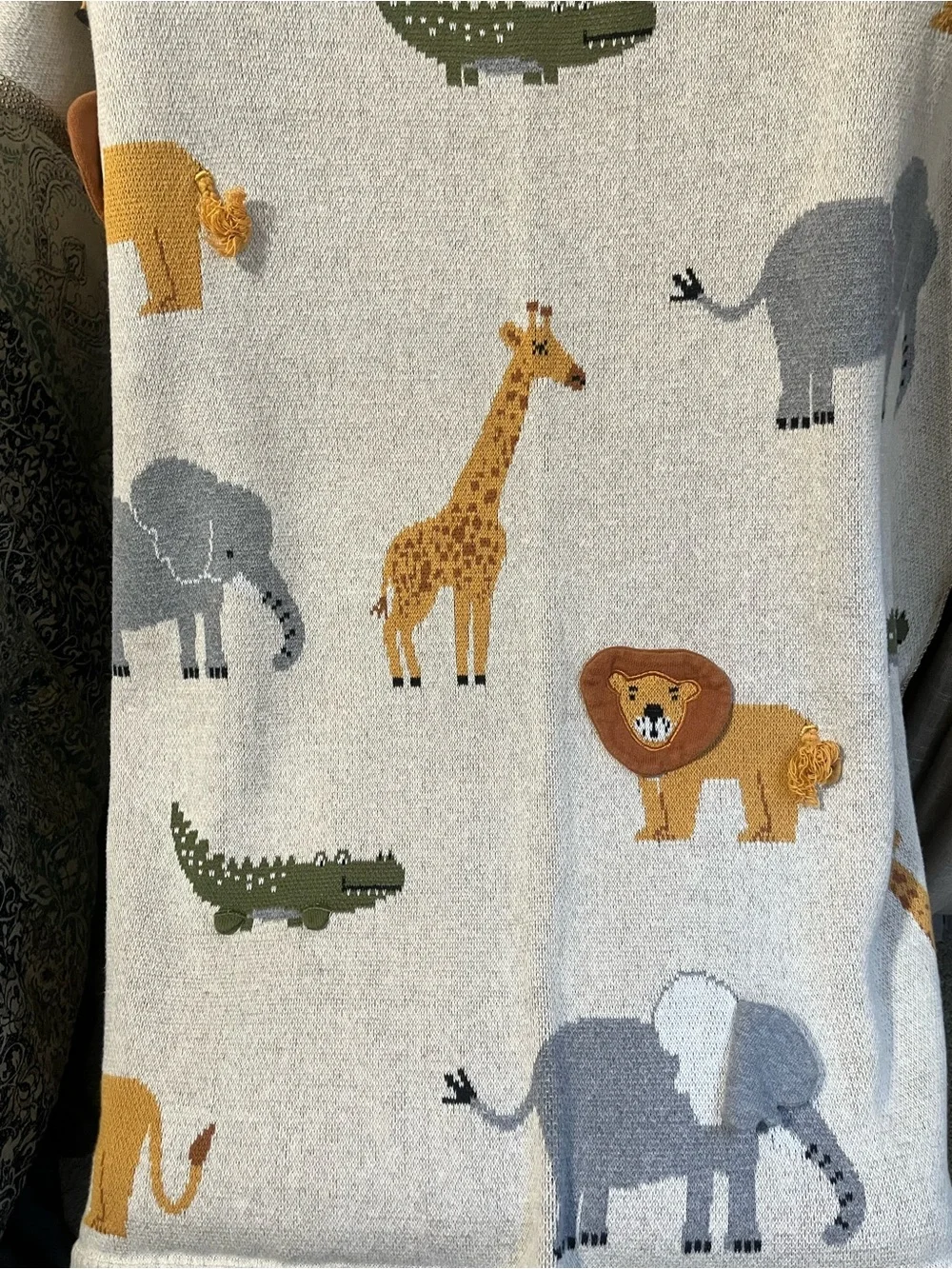 BABY ORGANIC SAFARI JACQUARD Knit 3D BLANKET SIZE 32”X 42”
